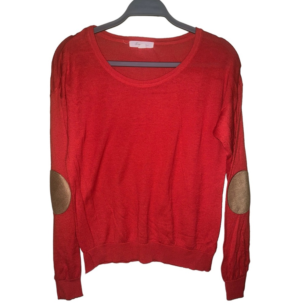 Size M | Forever 21 | Red-orange Elbow Patch Soft Knit Sweater Long Sleeve Tunic